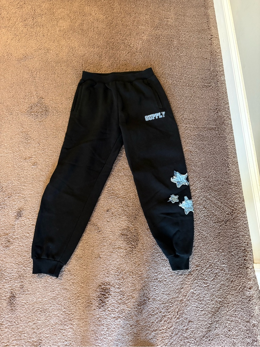 Kids Black Supply and Demand Jogger Sweatpants size 12-13- Star Accent
